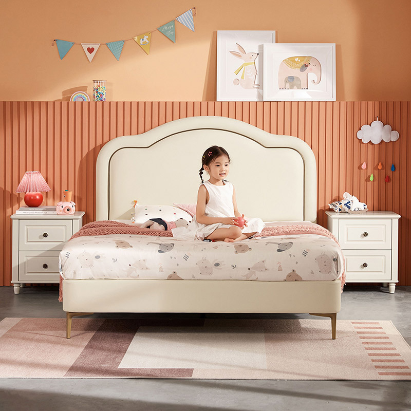 林氏家居可爱儿童床女孩少女公主床卧室单人床软包家用家具lh098