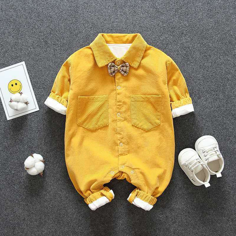 宝宝衣服秋装婴儿外穿潮品男童女宝加绒秋冬季外出哈衣新生儿爬服