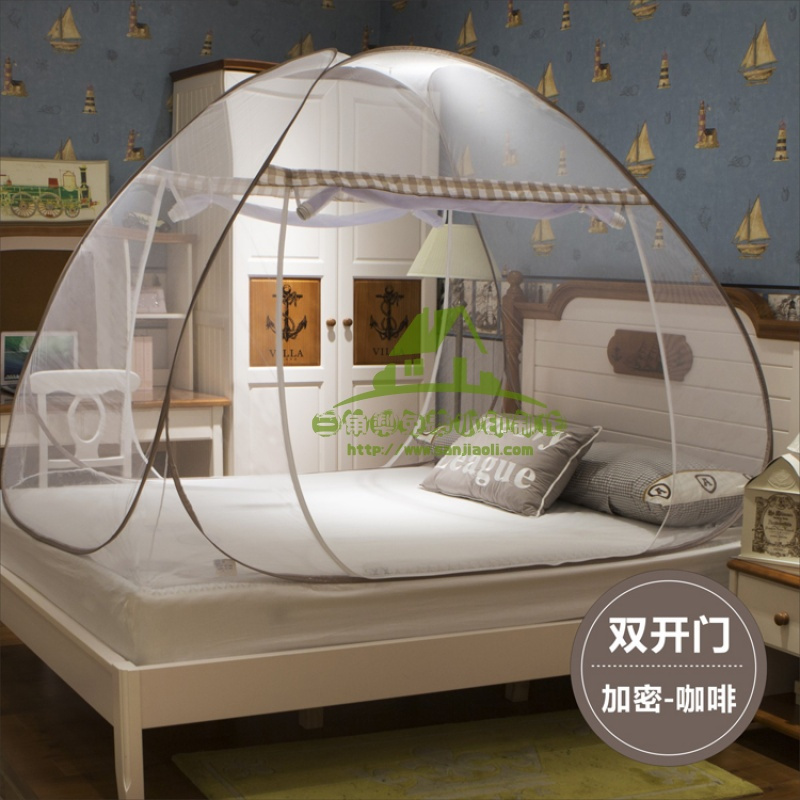新款蚊帐蒙古包三开免安装折叠拉链有底学生双人1.2米1.5/1.8m家用