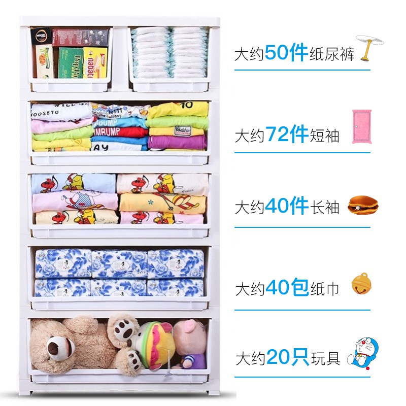 加厚抽屉式收纳柜子塑料简易置物柜宝宝婴儿童衣柜玩具家用储物柜收纳柜 三维工匠高清大图