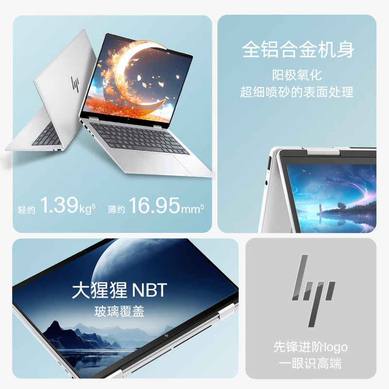 惠普HP ENVY x360 锐龙版 14-fa0110AU 14英寸翻转轻薄本笔记本电脑(全新R5-8640HS 16G内存 1TB固态 2.8K 120HZ OLED触摸屏)银