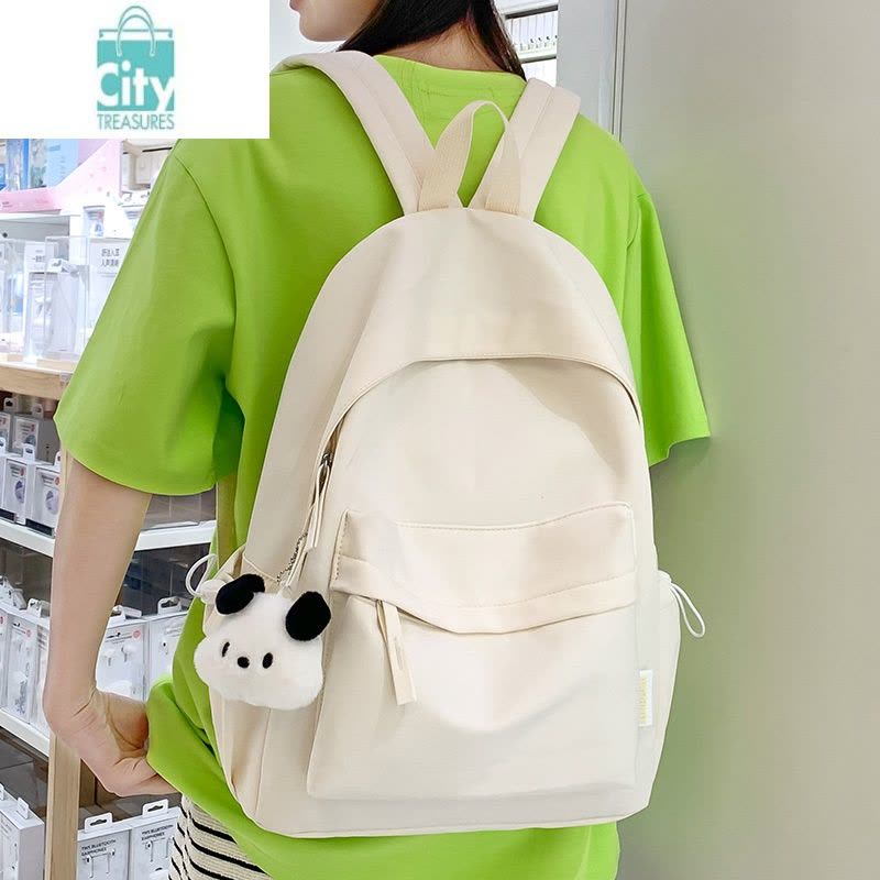 BANGDOU日系ins简约森系少女双肩包韩版学院初中生高中生书包纯色背包女图片