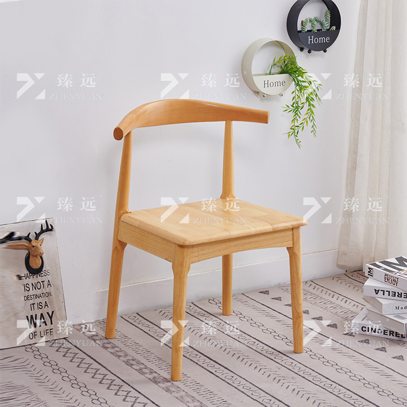 臻远 ZY3121613 实木小圆桌简约圆形餐桌接待洽谈桌茶桌椅组合 原木色0.6米一桌两椅高清大图