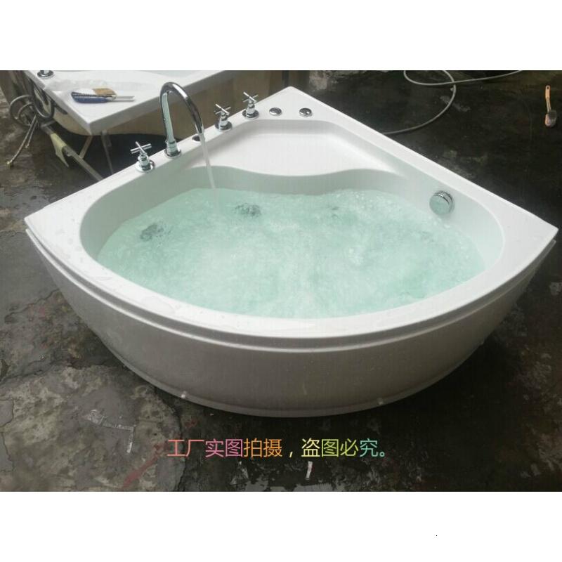 按摩恒温双人浴缸冲浪三角形五金水件亚克力智能豪华浴盆 1.2米空缸+去水波迷娜BOMINA高清大图
