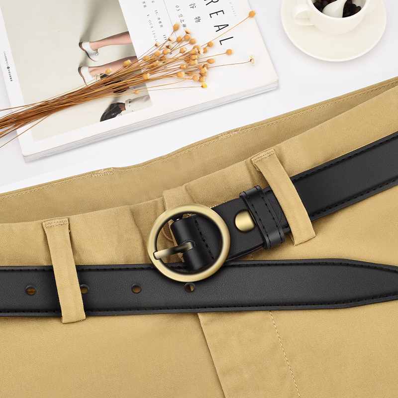 花花公子皮带女士真皮百搭时尚黑色腰带韩版夏装饰牛仔裤带ins带高清大图