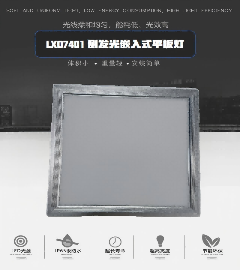 联芯达 LXD7401 LED36w 侧发光嵌入式平板灯(方型)高清大图