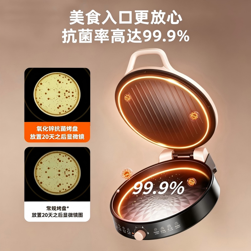 九阳(Joyoung) JK-30K09Pro家用多功能旋钮控温整机可洗大口径烙饼机煎烤盘24-30cm双面加热电饼铛高清大图