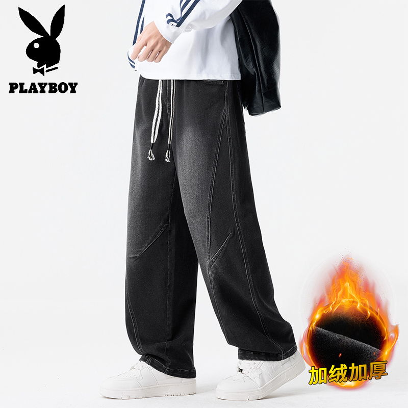 花花公子新款宽松大码直筒牛仔裤_215高清大图