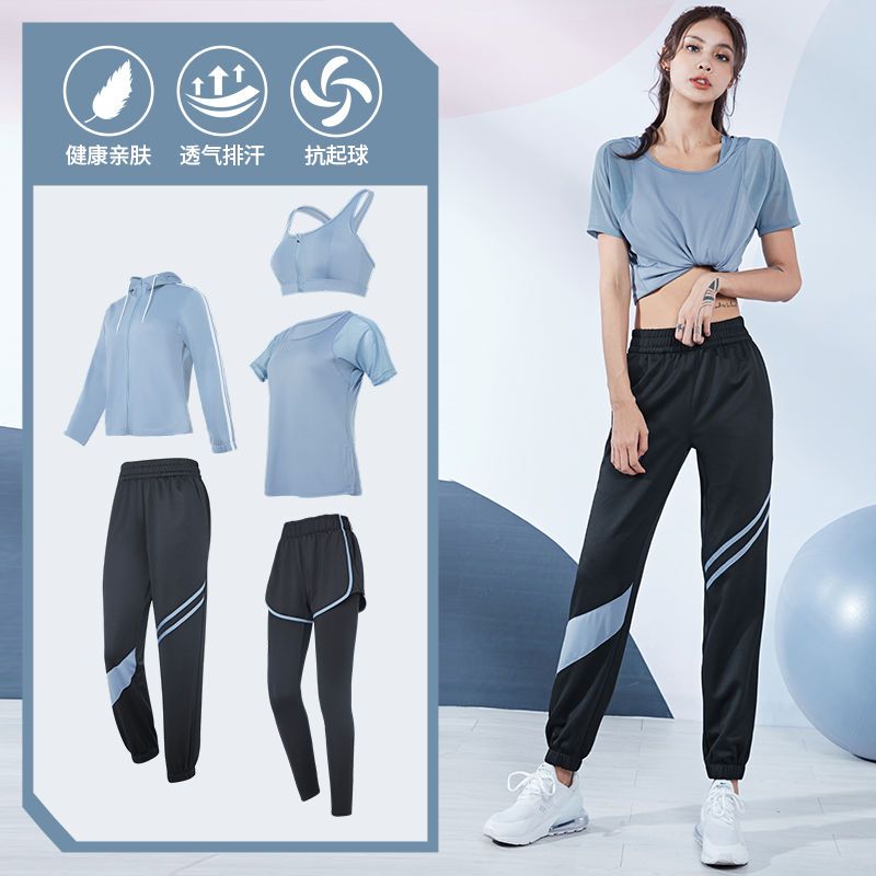 健身套装女宽松休闲跑步速干衣宽松显瘦初学者瑜伽服网红运动套装高清大图