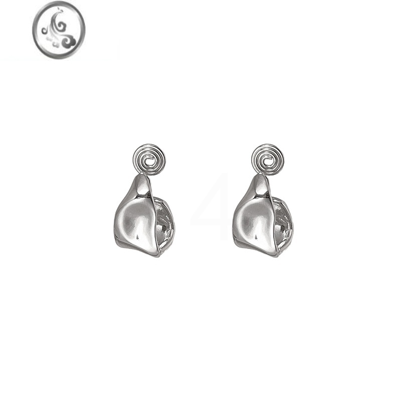 JiMiGMI银色不规则金属蚊香盘耳夹女小众独特耳环冷淡风无耳洞耳骨夹高清大图