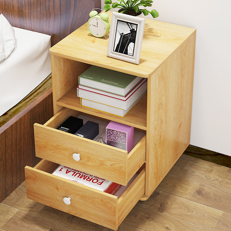 淮木卧室床头柜可移动矮柜收纳柜床边柜经济型储物小柜子带轮子抽屉柜