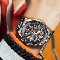 梭伦(SOLLEN)手表男式防水日历钢带石英表男士多功能手表男商务学生腕表时尚男表休闲精钢SL-711