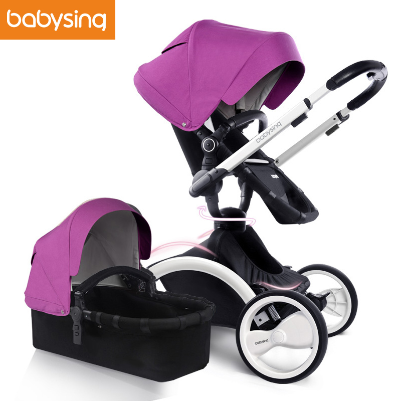 [苏宁自营]babysing360°系列旋转推车欧洲高景观双向避震可坐可躺手推车多功能四轮婴儿推车[白车架版]