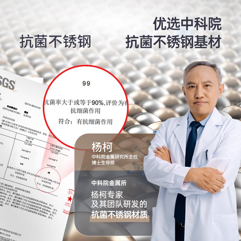 康巴赫(KBH)六代煎锅不粘锅抗菌不锈钢平底锅蜂窝锅红点煎盘26cm电磁炉通用高清大图