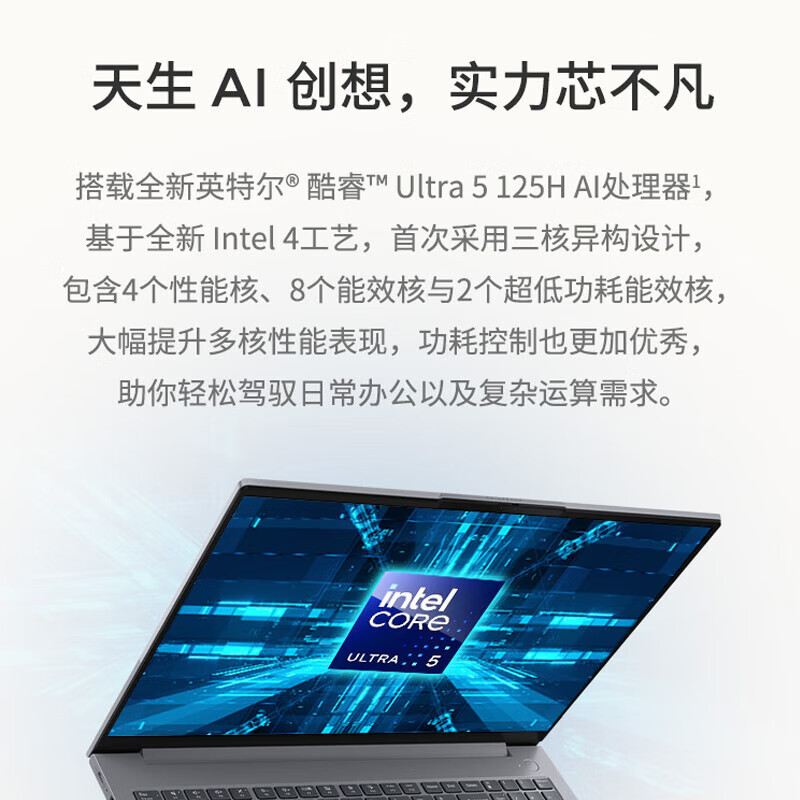 ThinkPad 联想ThinkBook 16 2024款16英寸大屏学生游戏娱乐商务办公笔记本电脑 74CD 2.5K高色域屏 定制UItra5-125H 64G内存 2T固态