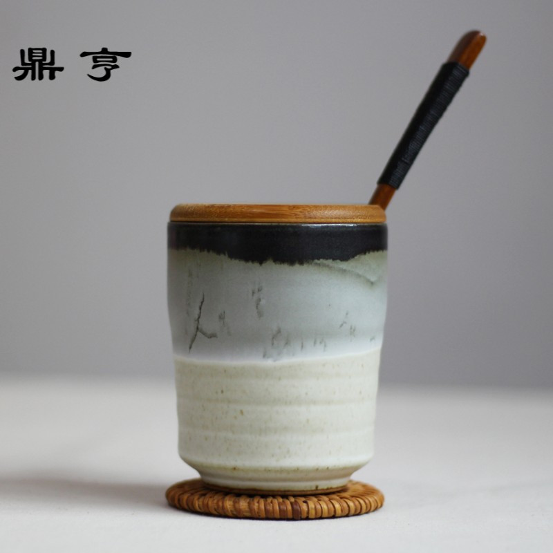 鼎亨复古创意陶瓷杯子个性简约马克杯加厚家用茶杯带盖勺喝水杯子