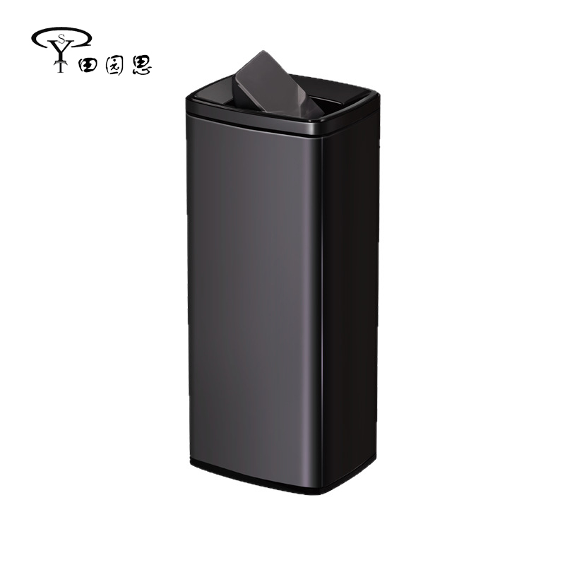 田园思 方形不锈钢翻盖垃圾桶 20L 个高清大图