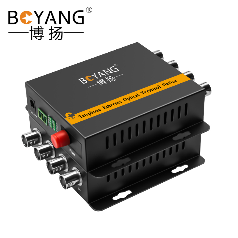 博扬 BY-4V 模拟视频光端机4路视频 光纤收发器延长器 单纤单模FC接口 1对