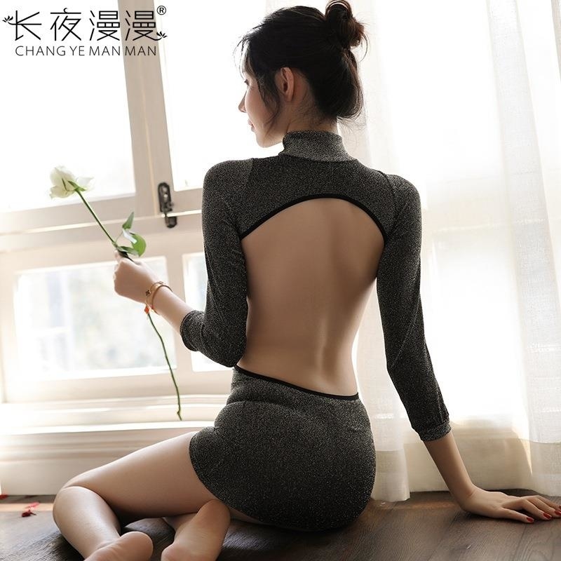 长夜漫漫情趣内衣露背性感紧身包臀短裙夜店透视制服OL套装1055高清大图