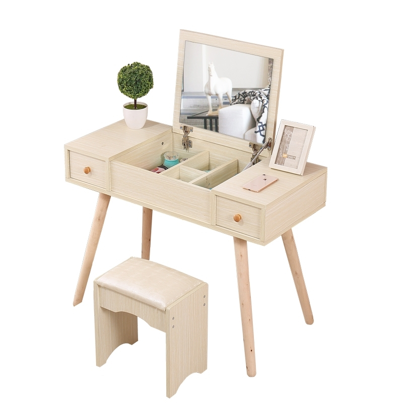 北欧梳妆台卧室小户型化妆柜60c0cm经济迷你化妆桌翻盖化妆台
