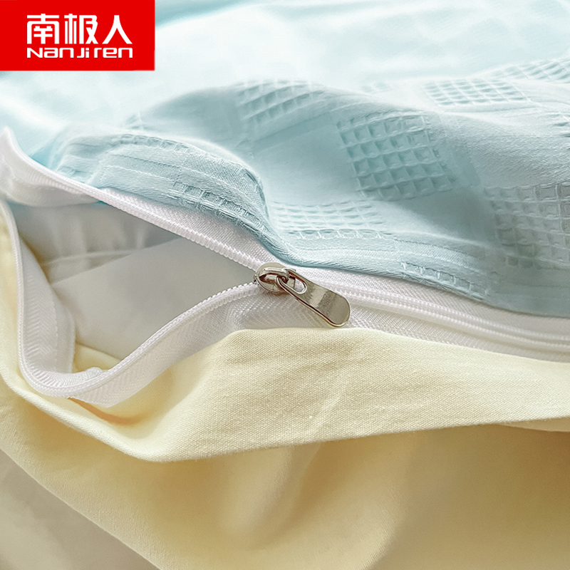 南极人(NanJiren)家纺 A类全棉水洗棉华夫格四件套100纯棉床单被套床笠小清新60s床上用品