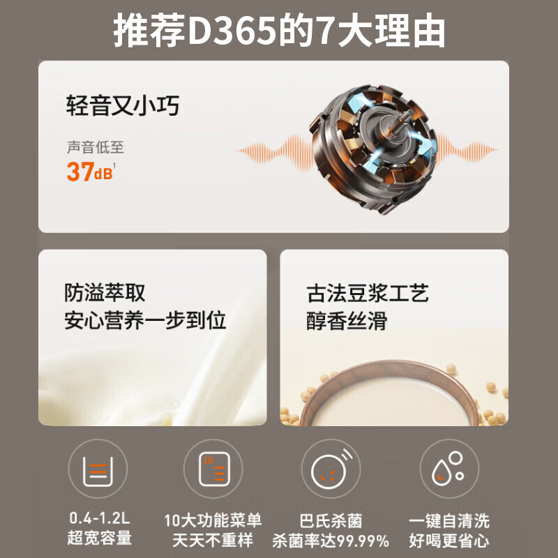 九阳豆浆机破壁免滤古法豆浆家用多功能可预约榨汁机料理机破壁机DJ12X-D365