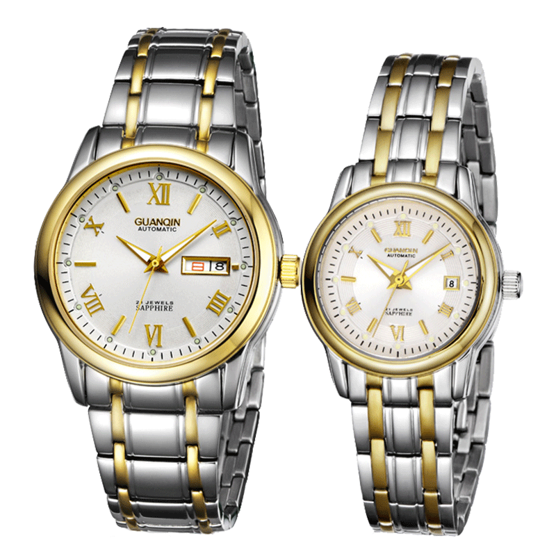 冠琴情侣表一对全自动机械表精钢带务防水情侣对表机械表