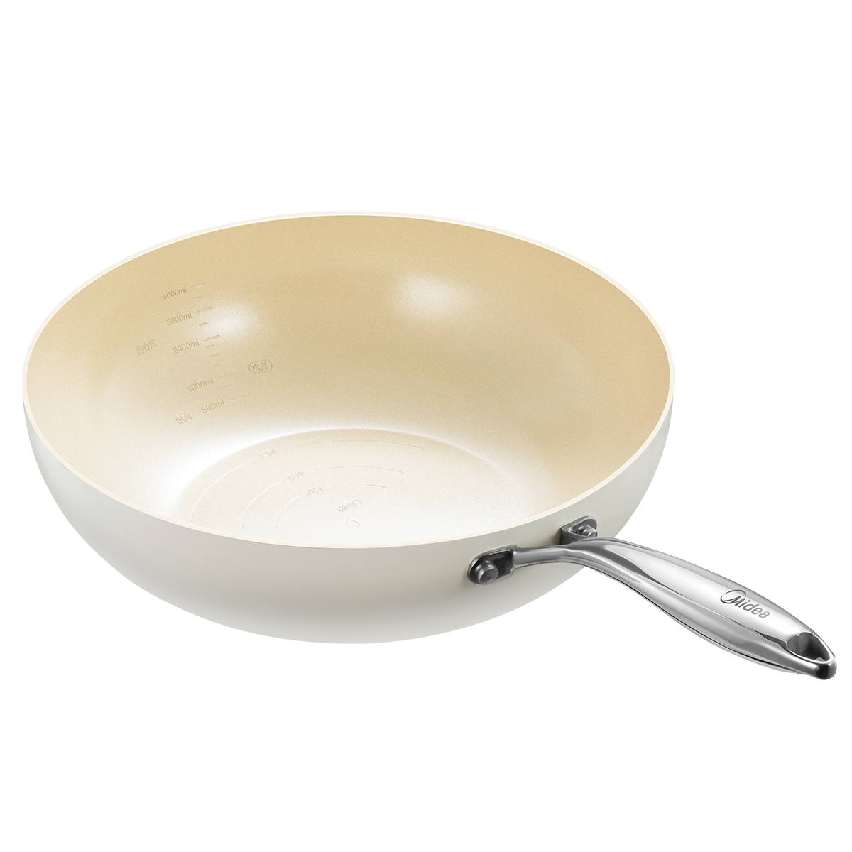 美的(Midea)水油刻度线 国标一级不粘 纳米钛陶瓷釉面 无氟 少油烟 燃磁通用 抑菌 CL32TC01D高清大图