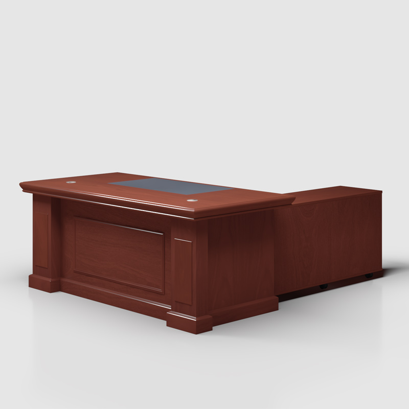 臻远 ZY-BGZ-11油漆家具老板桌大班台办公桌主管经理桌含副柜1.6米高清大图