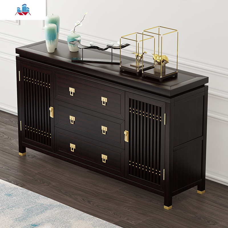 新中式实木餐边柜餐厅靠墙装饰酒柜茶水柜家用抽屉储物柜玄关边柜泰