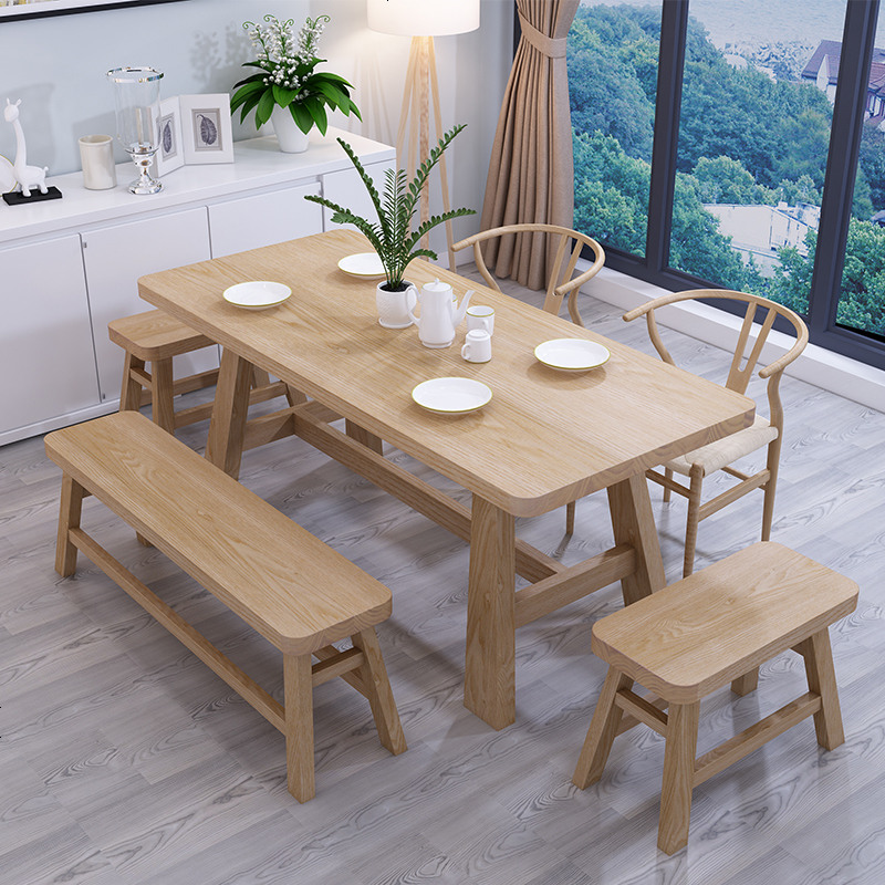 白蜡木餐桌实木工作台桌椅设计师家具原木色餐台北欧书桌写字台 长凳：180cm长【白蜡木】