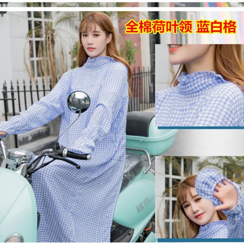 [前后穿中长款防晒衣]骑摩托车电动车防紫外线夏季女骑车遮阳衣 口罩款[紫色条纹] 均码[80-135斤内]