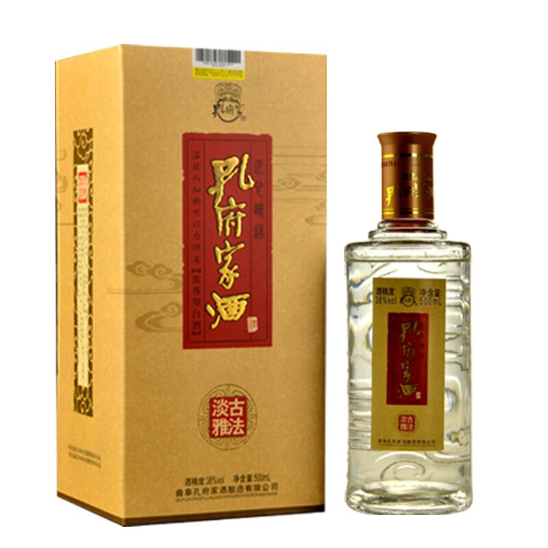 孔府家酒 淡雅酒 38度 500ml*6 整箱装 浓香型 山东白酒