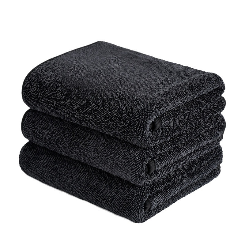 红鲸鱼 黑色擦车毛巾双面加厚洗车抹布 40*40cm 1条