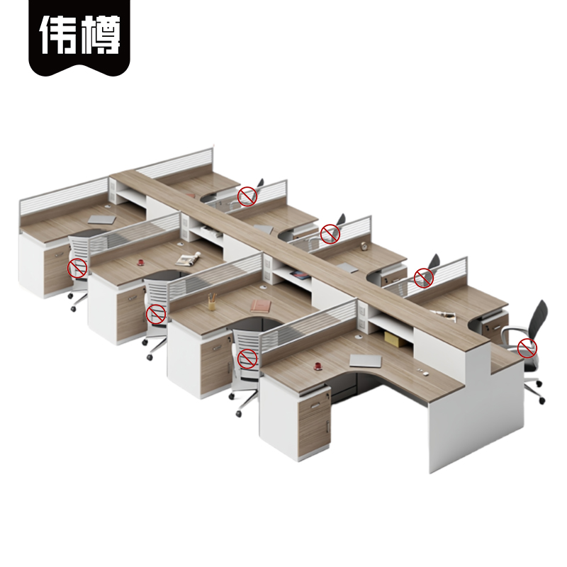 伟樽屏风工位八人位560*270*110cm张高清大图