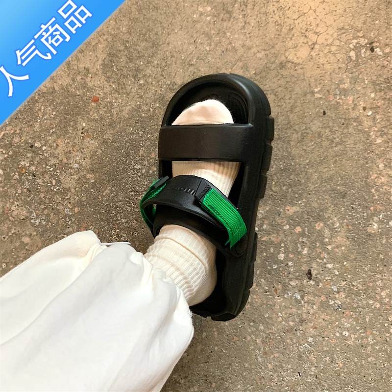 SUNTEK网红拖鞋女2023夏新款ins时尚百搭厚底运动凉鞋可外穿防滑沙滩新高清大图