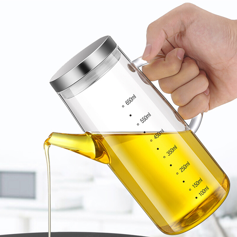 SATON ROYCE高硼硅玻璃油壶304不锈钢盖油瓶防漏耐热油瓶650ml