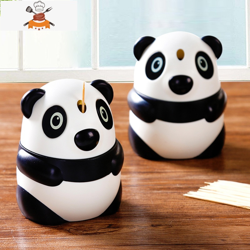 个性创意卡通牙签筒自动牙签盒家用客厅餐厅便携牙签盒子 敬平 熊猫款