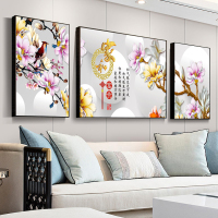 舒厅 客厅装饰画现代简约沙发背景墙画挂画新中式壁画书房字画家和富贵挂画 日出金山-纹理面（左右35*50中70*50）
