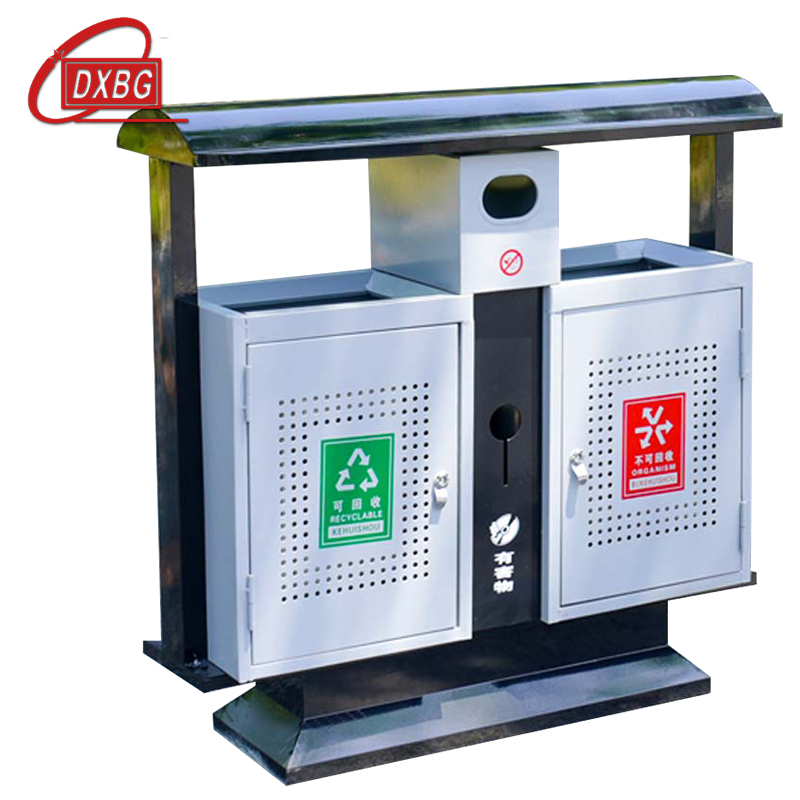 DXBG户外垃圾桶大号环卫不锈钢木分类双果皮箱室外垃圾箱冲孔桶