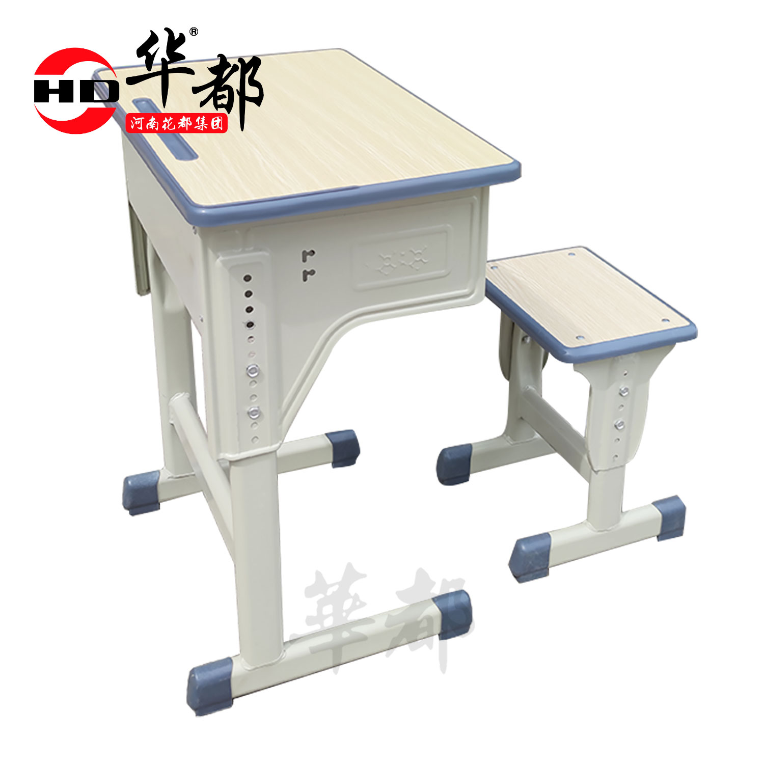 华都HDKZ-07 加厚单腿学校课桌凳华都学生课桌椅学校可躺椅午休椅培训桌ABS桌面双斗课桌课凳课椅教室高清大图