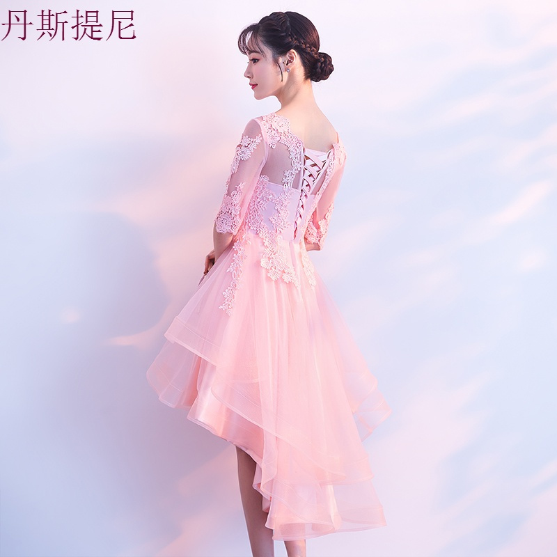 礼服裙女2018新款伴娘服宴会晚礼服短款前短后长名媛蓬蓬小礼服裙