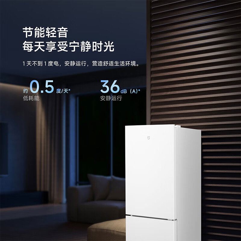 小米米家冰箱176升双门宿舍租房家用二门小型精致简约欧式两门冷冻冷藏电冰箱176L两门冰箱二级节能高清大图