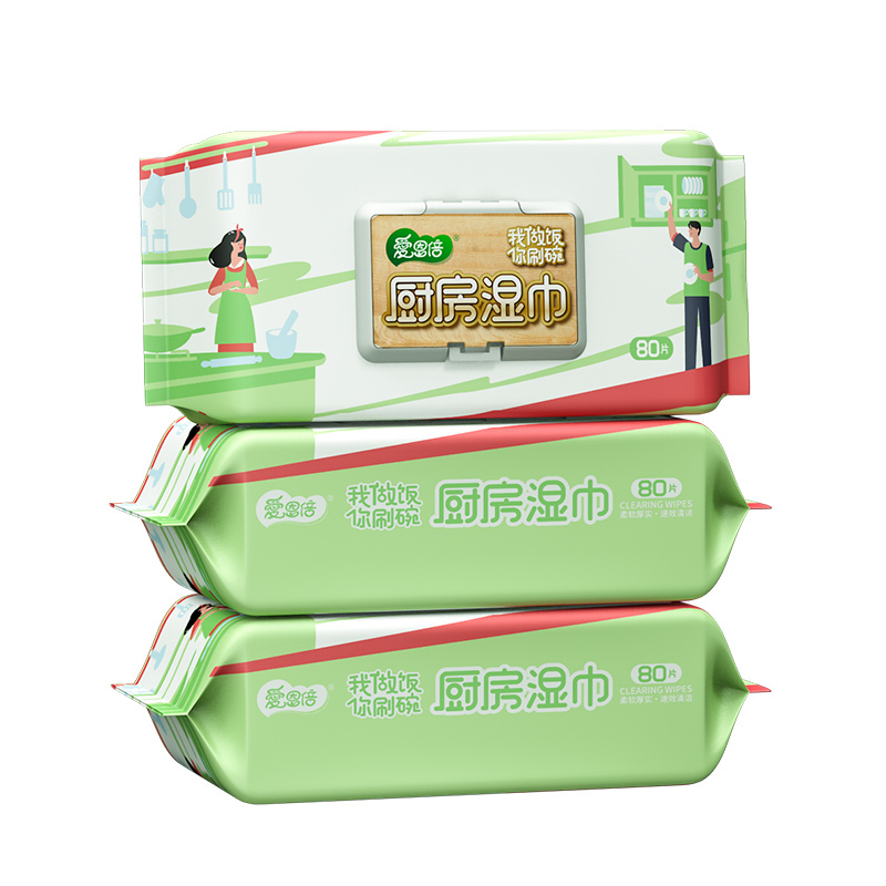爱恩倍厨房湿巾80抽*3包