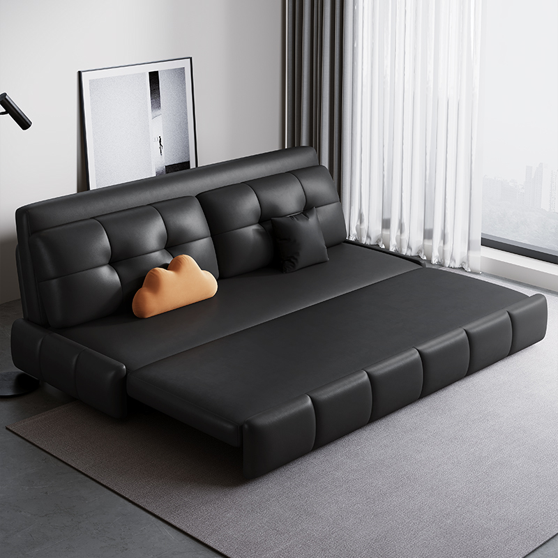 欧梵森现代简约多功能猫抓皮沙发床可折叠伸缩两用单双人客厅家用小