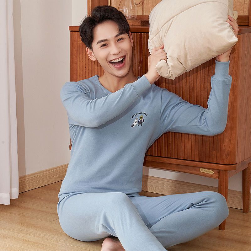 南极人纯棉秋衣秋裤套装男士青少年保暖内衣薄款春秋新款全棉学生