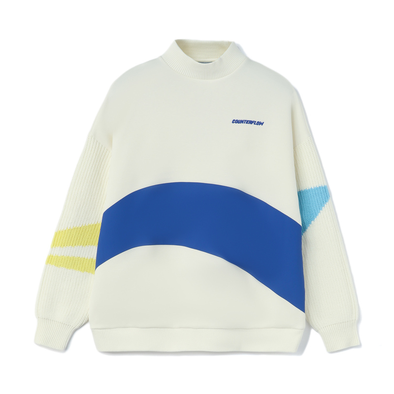 李宁ziiiciien支晨悟行系列女子休闲拼接针织毛衣女圆领卫衣