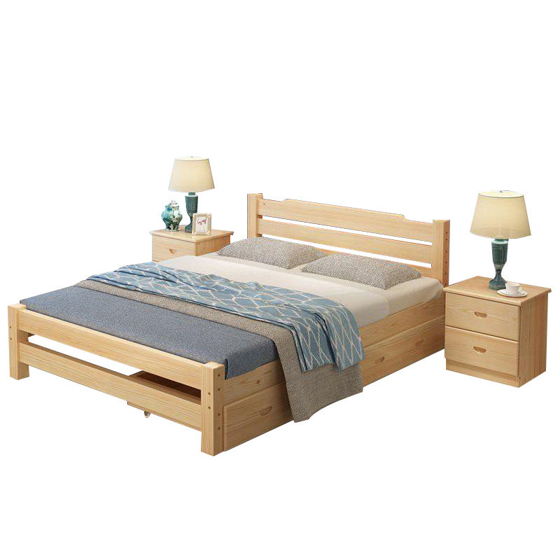 榭邦 住宅家具 108实木1米双抽屉床 2000*1000mm