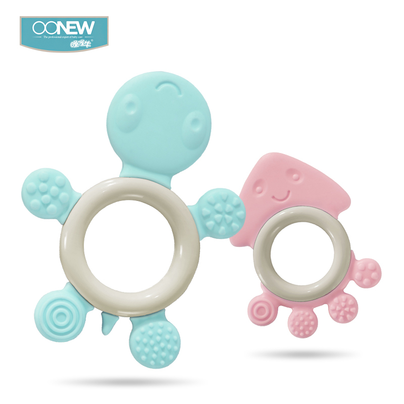 oonew喔喔牛宝宝磨牙器 宝宝磨牙棒磨牙玩具曼哈顿球 婴儿磨牙牙胶咬咬乐粉色TB-1680P