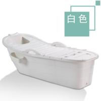 加大号成人洗澡桶加长浴盆泡澡桶洗澡盆加厚浴桶塑料可坐躺有盖_1 白色+可坐躺+保暖盖
